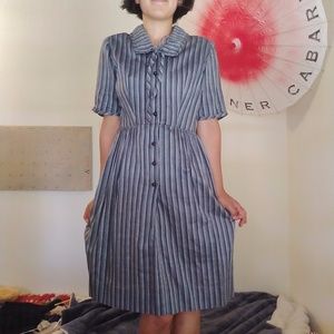 Vintage Housedress in striped blue